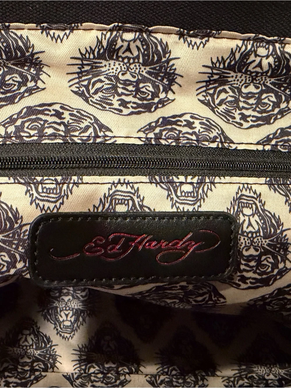 Ed Hardy “Love Kills Slowly” Tattoo Print Tote Bag NWT Black